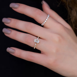 The Lindsey Set  With A 3 Carat Emerald 18K Yellow Gold Moissanite