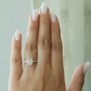 The Lindsey Set  With A 3 Carat Emerald 18K Yellow Gold Moissanite