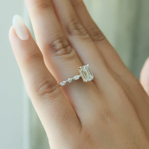 The Lindsey Set With A 2 Carat Emerald 14K Yellow Gold Lab Diamond