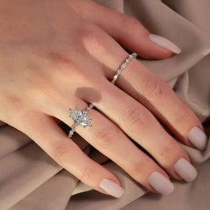 The Lindsey Set  With A 2 Carat Marquise 18K White Gold Moissanite