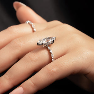 The Lindsey Set  With A 2 Carat Marquise 18K White Gold Moissanite