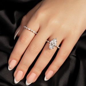 The Lindsey Set  With A 2 Carat Marquise 18K White Gold Moissanite