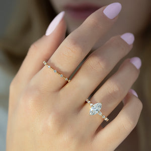 The Lindsey Set With A 1.5 Carat Marquise 18K Yellow Gold Lab Diamond