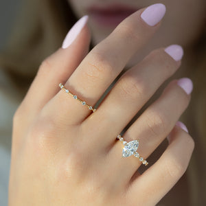 The Lindsey Set  With A 3 Carat Marquise 18K Yellow Gold Moissanite