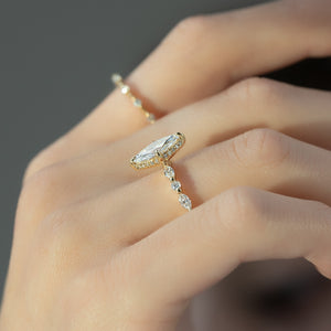 The Lindsey Set  With A 3 Carat Marquise 18K Yellow Gold Moissanite