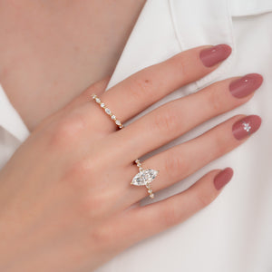 The Lindsey Set  With A 3 Carat Marquise 18K Yellow Gold Moissanite