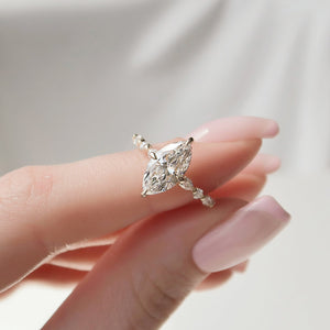 The Lindsey Set With A 1 Carat Marquise 18K Yellow Gold Lab Diamond