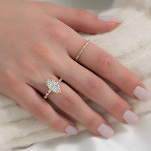The Lindsey Set With A 1 Carat Marquise 18K Yellow Gold Lab Diamond