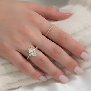 The Lindsey Set  With A 3 Carat Marquise 18K Yellow Gold Moissanite
