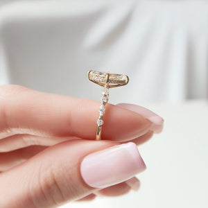 The Lindsey Set With A 1 Carat Marquise 14K Yellow Gold Lab Diamond