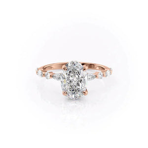 The Lindsey Set With A 1.5 Carat Oval 14K Rose Gold Lab Diamond