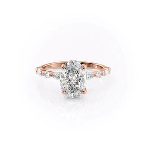 The Lindsey Set  With A 3.5 Carat Oval 14K Rose Gold Moissanite