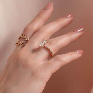 The Lindsey Set  With A 1.5 Carat Oval 14K Rose Gold Moissanite