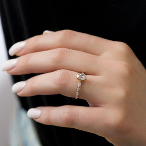 The Lindsey Set  With A 1.5 Carat Oval 14K Rose Gold Moissanite