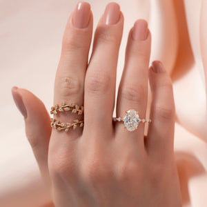 The Lindsey Set With A 1.5 Carat Oval 14K Rose Gold Lab Diamond