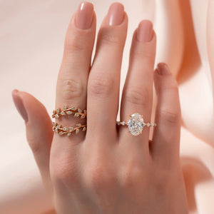 The Lindsey Set  With A 1.5 Carat Oval 14K Rose Gold Moissanite