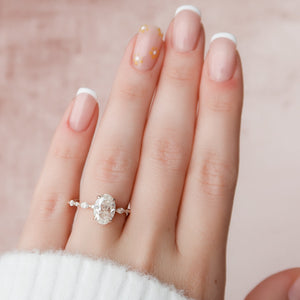 The Lindsey Set  With A 1.5 Carat Oval 14K Rose Gold Moissanite