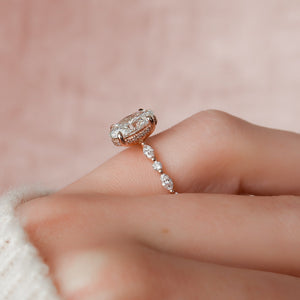 The Lindsey Set  With A 1.5 Carat Oval 14K Rose Gold Moissanite