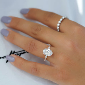 The Lindsey Set  With A 1.5 Carat Oval 14K Rose Gold Moissanite