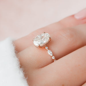 The Lindsey Set With A 1 Carat Oval 14K Rose Gold Lab Diamond