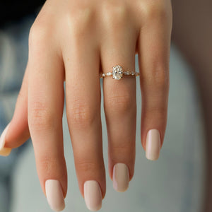 The Lindsey Set  With A 1.5 Carat Oval 14K Rose Gold Moissanite