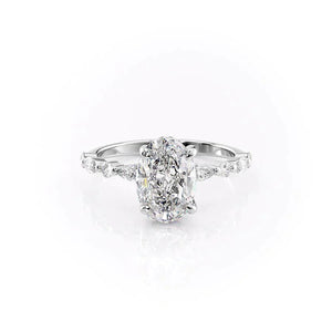 The Lindsey Set With A 1.5 Carat Oval 14K White Gold Lab Diamond