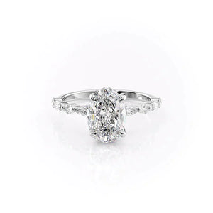 The Lindsey Set  With A 3.5 Carat Oval 14K White Gold Moissanite