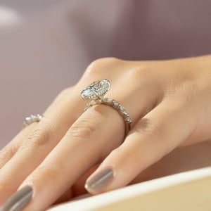 The Lindsey Set  With A 3 Carat Oval 18K White Gold Moissanite