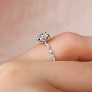 The Lindsey Set  With A 3 Carat Oval 18K White Gold Moissanite