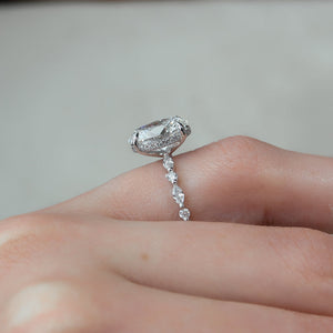 The Lindsey Set With A 1 Carat Oval 18K White Gold Lab Diamond