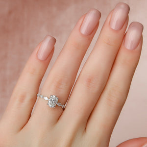 The Lindsey Set With A 1 Carat Oval 18K White Gold Lab Diamond