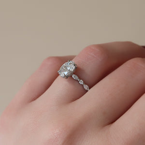 The Lindsey Set With A 1 Carat Oval 14K White Gold Lab Diamond