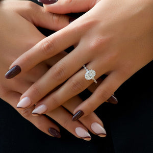 The Lindsey Set  With A 3 Carat Oval 18K White Gold Moissanite