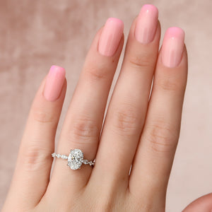 The Lindsey Set  With A 3 Carat Oval 18K White Gold Moissanite