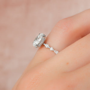 The Lindsey Set  With A 3 Carat Oval 18K White Gold Moissanite