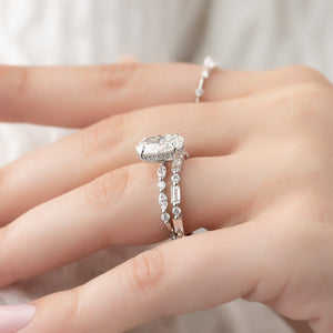 The Lindsey Set With A 1.5 Carat Oval 14K White Gold Lab Diamond
