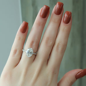 The Lindsey Set  With A 3 Carat Oval 18K White Gold Moissanite