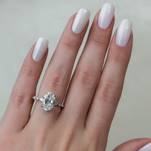 The Lindsey Set  With A 3 Carat Oval 18K White Gold Moissanite