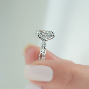 The Lindsey Set  With A 3 Carat Oval 18K White Gold Moissanite