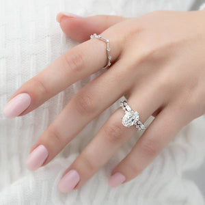 The Lindsey Set With A 1 Carat Oval 14K White Gold Lab Diamond