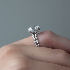 The Lindsey Set  With A 3 Carat Oval 18K White Gold Moissanite