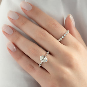 The Lindsey Set  With A 3 Carat Oval 18K White Gold Moissanite