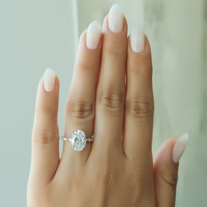 The Lindsey Set With A 1.5 Carat Oval 14K White Gold Lab Diamond