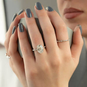 The Lindsey Set With A 1 Carat Oval 18K White Gold Lab Diamond