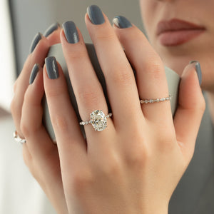 The Lindsey Set With A 1.5 Carat Oval 14K White Gold Lab Diamond