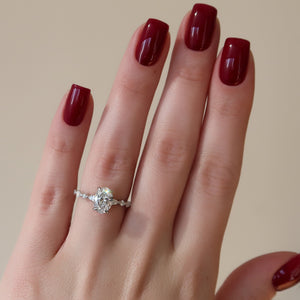 The Lindsey Set  With A 3 Carat Oval 18K White Gold Moissanite