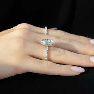 The Lindsey Set With A 1.5 Carat Oval 14K White Gold Lab Diamond