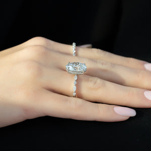 The Lindsey Set  With A 3 Carat Oval 18K White Gold Moissanite