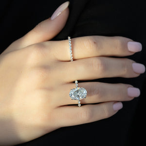 The Lindsey Set With A 1.5 Carat Oval 14K White Gold Lab Diamond