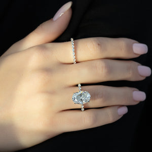 The Lindsey Set  With A 3 Carat Oval 18K White Gold Moissanite